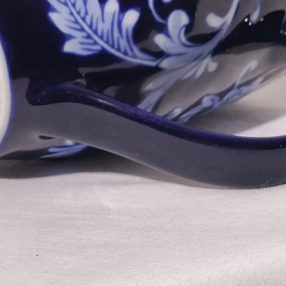 Pier 1 Mandarin Porcelain Coffee Mug Cobalt Blue White Floral